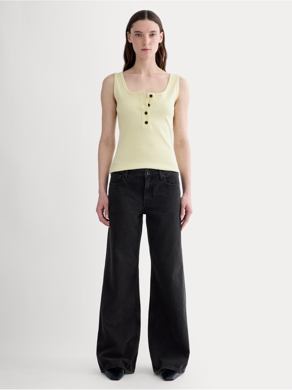 Everlane Lemon Ribbed Henley Tank